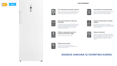 UĞUR UED 7238 DTK NF DGT  D/S R 65 Derin Dondurucu 7 yıl garantili