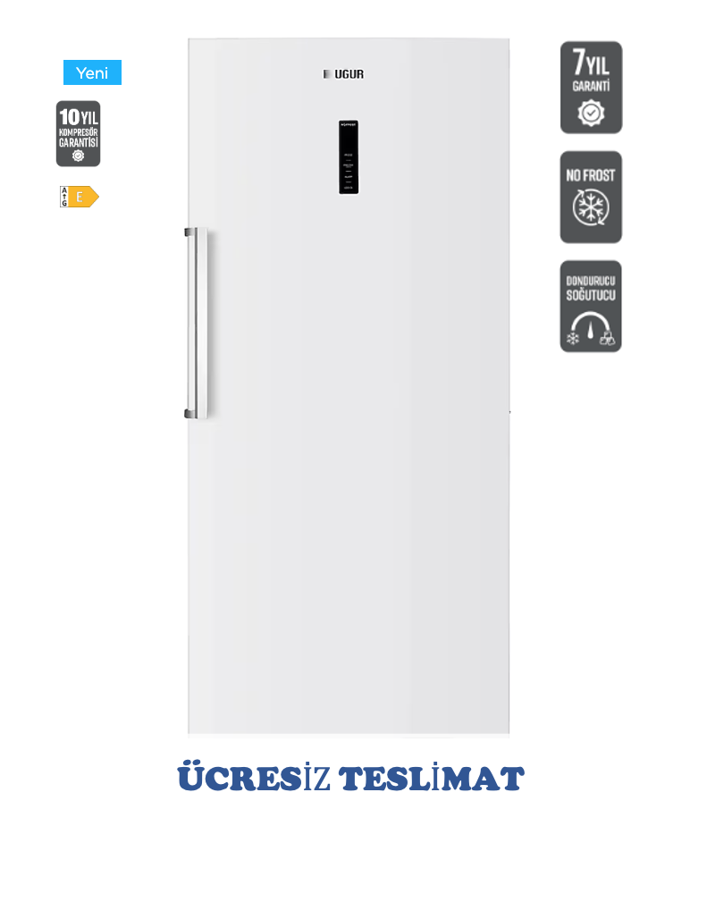 Uğur UED 0460 DTK NF D/S DGT R65 Dikey No Frost Derin Dondurucu 7 YIL GARANTİLİ