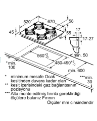 SIEMENS EO7C2PP30O iQ300 Gazlı Ocak 67 cm Sert cam, Beyaz