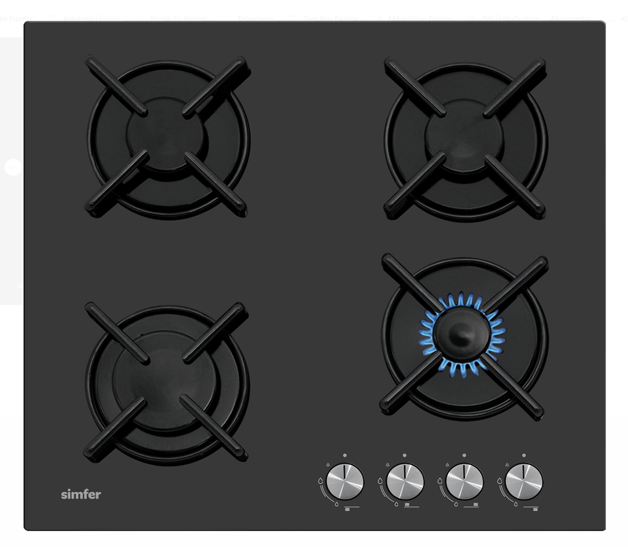Simfer 3031-N Set Üstü Siyah Cam Ocak 4G Emaye Izgara
