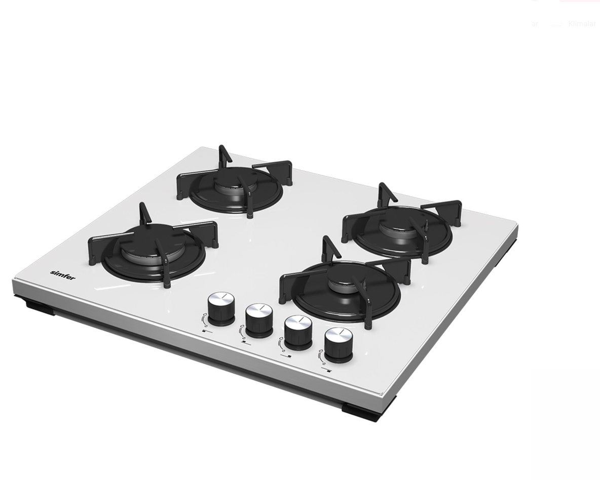 Simfer 3036 Doğalgazlı Beyaz Cam Set Üstü Ocak