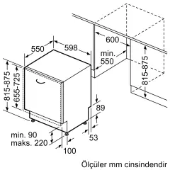 sıemens SN65EX62MT iQ500 Tam Ankastre Bulaşık Makinesi 60 cm